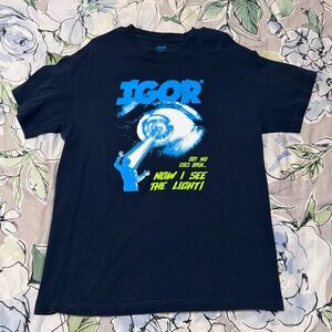 Golf Wang IGOR Tee - Black with Blue & Neon Yellow Print